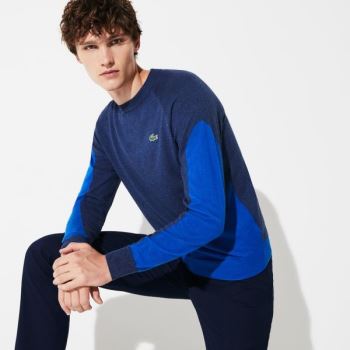 Lacoste SPORT Color-Blocked Breathable Wool Sweater - Svetr Pánské Blankyt / Blankyt | CZ-3CYVu7